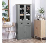 Homcom Tall Kitchen Cupboard, 5-Tier Storage Cabinet With Adjustable Shelves