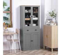 HOMCOM Tall Kitchen Cupboard, 5-tier Storage Cabinet with Adjustable Shelves in Grey HOMCOM Grey