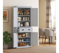 HOMCOM Tall Kitchen Cupboard, Kitchen Pantry Cabinet with Drawer, Shelves in Grey HOMCOM Grey