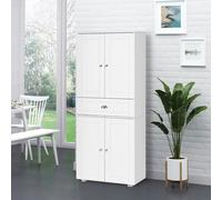 HOMCOM Tall Kitchen Storage Cabinet Cupboard With 1 Drawer White, White