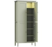 HOMCOM Tall Pantry Cupboard with Motion Sensor LED Light - Green