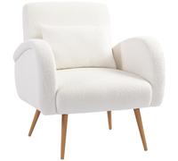 HOMCOM Teddy Fleece Accent Chair - Cream White