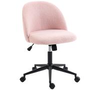HOMCOM Teddy Fleece Office Chair with Wheels - Light Pink
