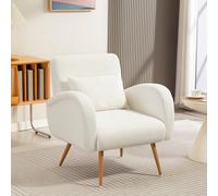 Homcom Teddy Fleece Upholstered Accent Chair With Metal Legs, Cream White