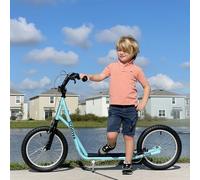 HOMCOM Teen Kids Stunt Scooter Kick Scooter Adjustable Ride On 16 Inch Rubber Tyres in Blue HOMCOM Blue
