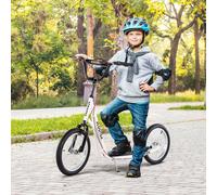 HOMCOM Teen Kids Stunt Scooter Kick Scooter Adjustable Ride On 16 Inch Rubber Tyres in White HOMCOM White