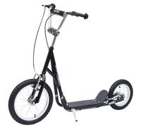 HOMCOM Teen Push Kick Scooter for Kids with Rubber Wheels, Adjustable Handlebar & Dual Brakes, Kickstand, for Ages 5+, Black Aosom UK