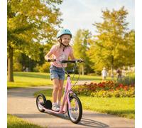 HOMCOM Kids Scooter, Teen Kick Scooter with Rubber Wheels, 16" Front Wheel, Height Adjustable Handlebar, Dual Brakes, Kick Stand, for 5+ Years, Pink