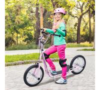HOMCOM Teen Scooter Children Stunt Scooter W/ 16" Tyres Adjustable Height, Pink