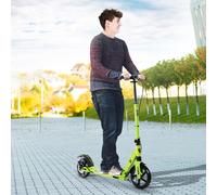 HOMCOM Teens Adult Kick Scooter Fold Adjust 14+ with Rear Wheel & Hand Brake - Green, Green