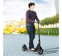 HOMCOM Teens Adult Kick Scooter Fold Adjust 14+ w/ Rear Dual Brake System Black