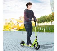 HOMCOM Teens Adult Kick Scooter Foldable Adjust 14+ w/ Rear Wheel&Hand Brake Aluminum in Green HOMCOM Green