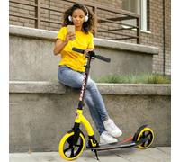 Homcom Teens Adult Kick Scooter Foldable Adjust Aluminium For 14+ Yellow