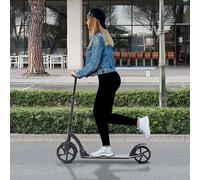 HOMCOM Teens Adult Kick Scooter Foldable Adjust Aluminum Ride On Toy For 14+ Mechanism in White HOMCOM White