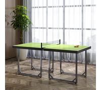 HOMCOM Indoor Foldable Ping Pong Table With Net - Green, Green