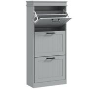 HOMCOM Three-Drawer Minimalistic Shoe Cabinet - Grey