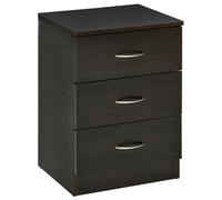 HOMCOM Three-Drawer Simple Bedside Table - Black
