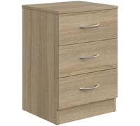 HOMCOM Three-Drawer Simple Bedside Table - Oak