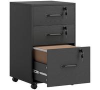 HOMCOM Three Drawer Wood-Effect Filing Cabinet - Black
