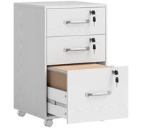 HOMCOM Three Drawer Wood-Effect Filing Cabinet - White