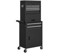 HOMCOM Three-Part Steel Locking Tool Chest - Black