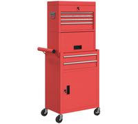 HOMCOM Three-Part Steel Locking Tool Chest - Red