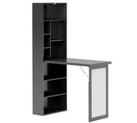 HOMCOM Three-Part Work Desk, with Storage and Chalkboard - Black