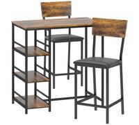 HOMCOM Three-Piece Compact Bar Table Set - Brown/Black