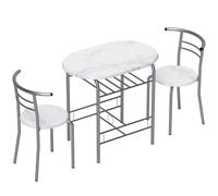 HOMCOM Three-Piece Compact Dining Set - White Marble Effect