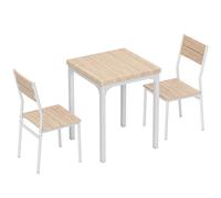 HOMCOM Three-Piece Minimal and Compact Dining Set, Oak Wood Effect