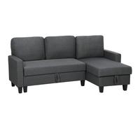 HOMCOM Three-Seater Storage Sofa Bed w/ Scratch Resistant Fabric, Charcoal Grey Aosom UK