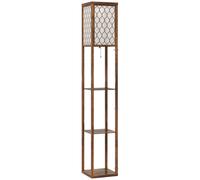 HOMCOM Three-Shelf Standing Lamp - Rustic Brown/White