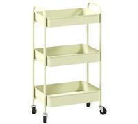 HOMCOM Three-Tier Steel Storage Trolley - Green