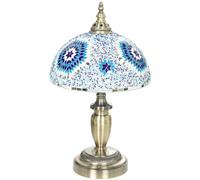 HOMCOM Tiffany Lamp with Button Switch & Metal Base, 12 x 12 x 20 Inches in Blue HOMCOM Blue