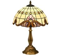 HomCom Stained Glass Table Lamp, Handmade Antique Bedside Lamp, Decorative Night Light, Multicolor