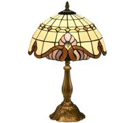 HomCom Stained Glass Table Lamp, Handmade Antique Bedside Lamp, Decorative Night Light, Multicolor