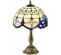Portland Stained Glass Antique Table Lamp - Size: 48 x 30 x 30cm - Blue - Wilko