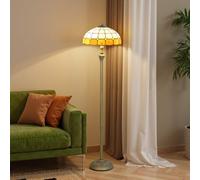 HOMCOM Tiffany-Style Floor Lamp Glass Shade 152cm Tall Bronze Tone/Orange