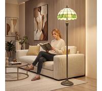 HOMCOM Tiffany-Style Floor Lamp Glass Shade 152cm Tall Bronze Tone/Green