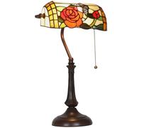 HOMCOM Tiffany-Style Rose and Butterfly Table Lamp - Multi