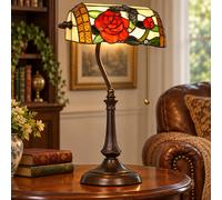 Homcom Tiffany-Style Stained Glass Table Lamp - Antique Bedside Light