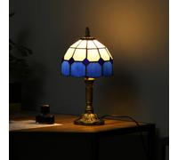 Homcom Tiffany-Style Table Lamp For Bedroom, Bulb Not Included, Blue