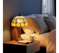 HOMCOM Tiffany-Style Table Lamp for Bedroom, Bulb not Included - Bulb not included - Stained glass, Zinc alloy - Table Lamp