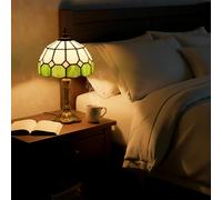 HOMCOM Tiffany-Style Table Lamp for Bedroom, Bulb not Included - Bulb not included - Stained glass, Zinc alloy - Table Lamp