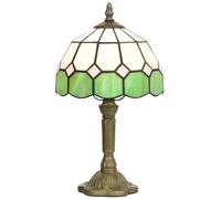 HOMCOM Handmade Stained Glass Table Lamp Tiffany-Style Bedside Lamp Green | for Bedroom, Living Room, Home Office, Nightstand, Decorative Night Light