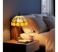 HOMCOM Tiffany-Style Table Lamp for Bedroom, Bulb not Included, Orange, Orange