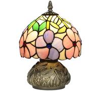HOMCOM Tiffany-Style Table Lamp with Sculpted Dragonfly Base Pink | Handcrafted Classic Stained Glass Bedside Lamp, for Living Room and Bedroom, E27 Socket
