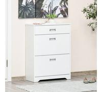Homcom Tipping Shoe Cabinet Hall Organizer With Flip Drawers For Entry 16 Pairs