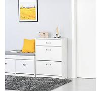 Homcom Tipping Shoe Cabinet Hall with Flip Drawers for 16 Pairs