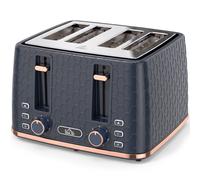 HOMCOM Toaster with 4 Slot, 7 Browning Levels, 1860W, Honeycomb, Dark Blue